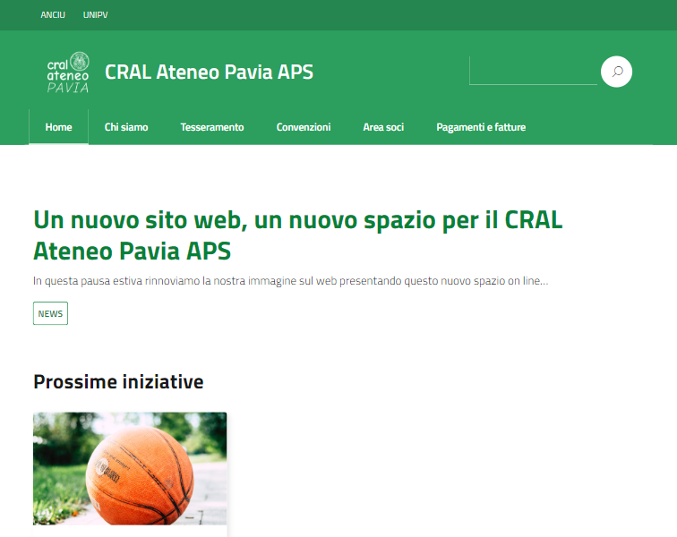 Screenshot home page sito CRAL
