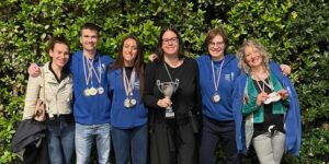 Rappresentanti del CRAL Ateneo Pavia APS ai Campionati Nazionali Universitari di nuoto 2025 a Chieti.