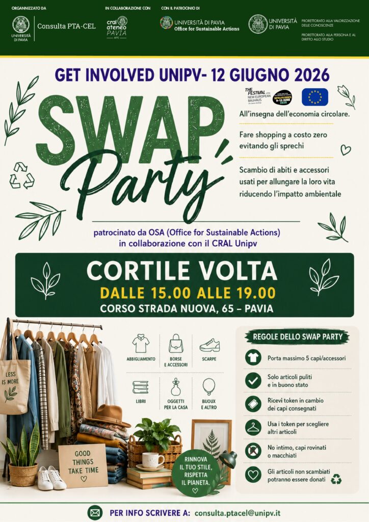 SWAP PARTY – Get Involved UNIPV – 12 giugno 2026
