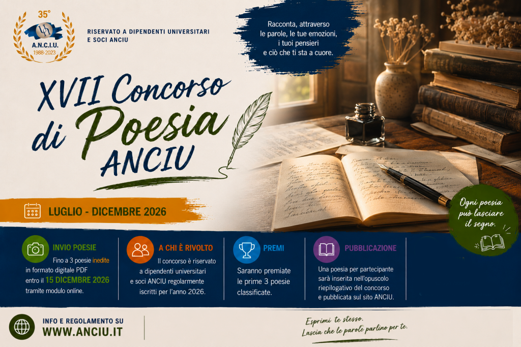 15 lug – 15 dic 2026 – XVII Concorso nazionale ANCIU di poesia