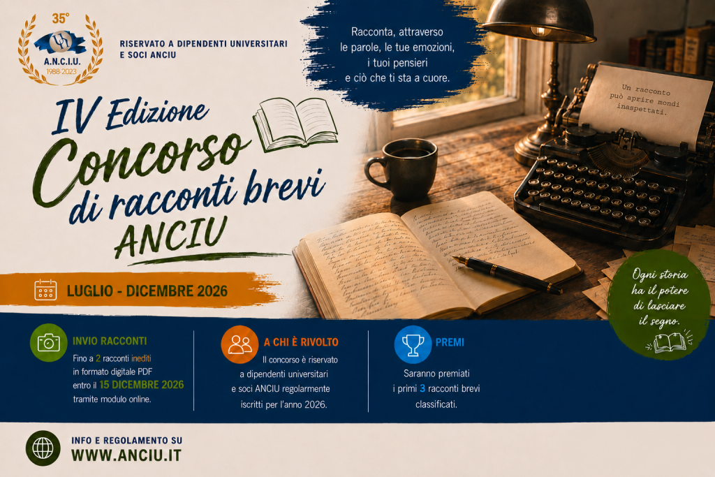 15 lug – 15 dic 2026 – IV Concorso nazionale ANCIU di racconti brevi